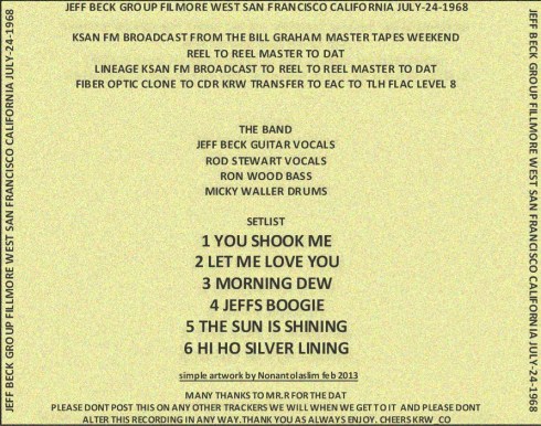 Jeff Beck Group - Fillmore West 24 july 1969