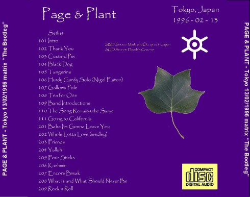 Page and Plant - Tokyo 13 feb 201 matrix  back cover