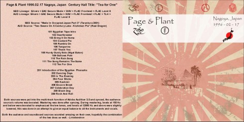 Page & Plant Nagoya 17-02-1966 matrix front cover 