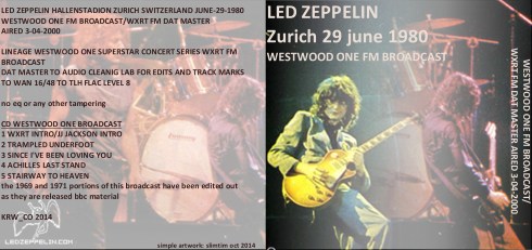 Led Zeppelin Zurich 1980 FM broadcast artwork 