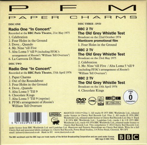 PFM Paper Charms the complete  BBC session 1974-76 