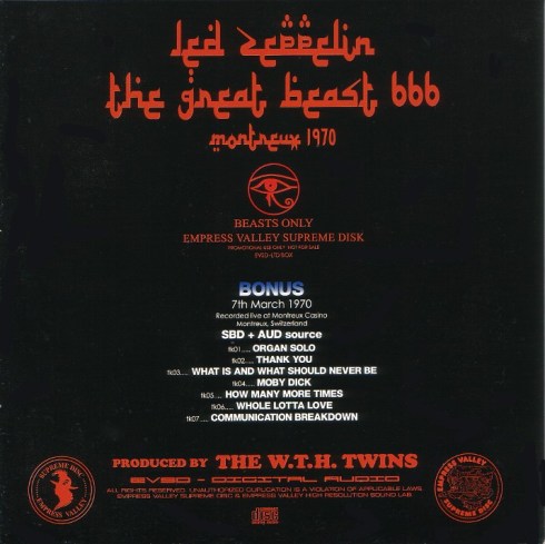 Great Beast 666 Led Zeppelin March 7th, 1970 Montreux Jazz Festival