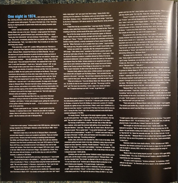 Television Marquee Moon - Rhino High Fidelity 2024 notes